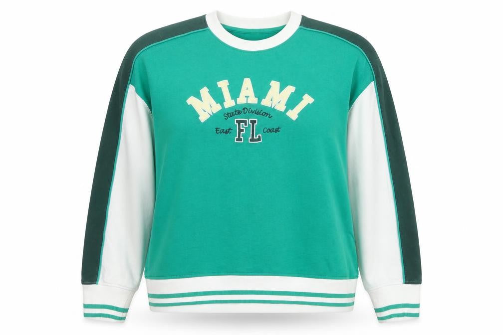 Next Women Green Miami FL Sweatshirt L Cotton Crew Neck Casual