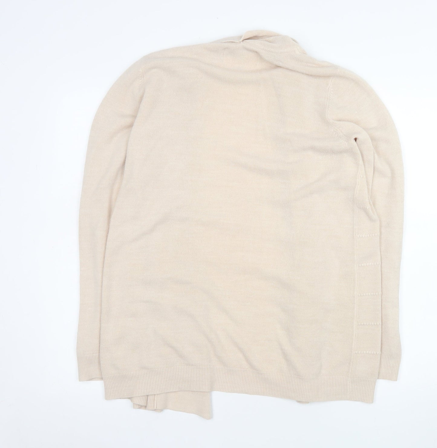 Maine New England Women Beige Size 14 Open Knit Long Sleeve Cardigan
