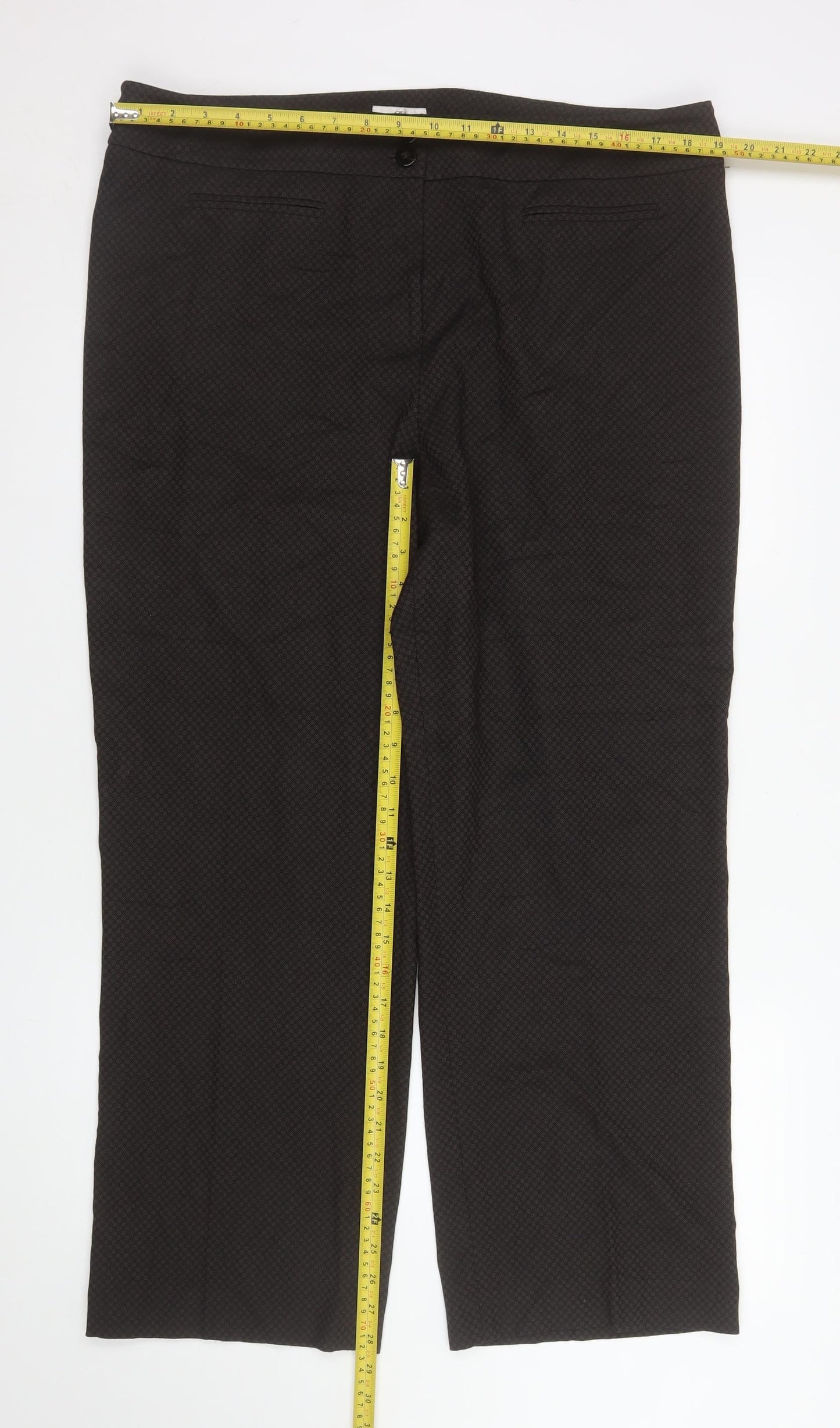 CC Women’s Black Geometric Stretch Dress Pants Size 18