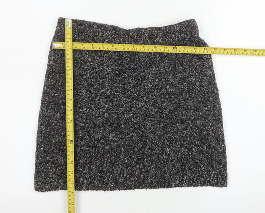 Hush Women Grey Short Wool Blend Knit Mini Skirt S