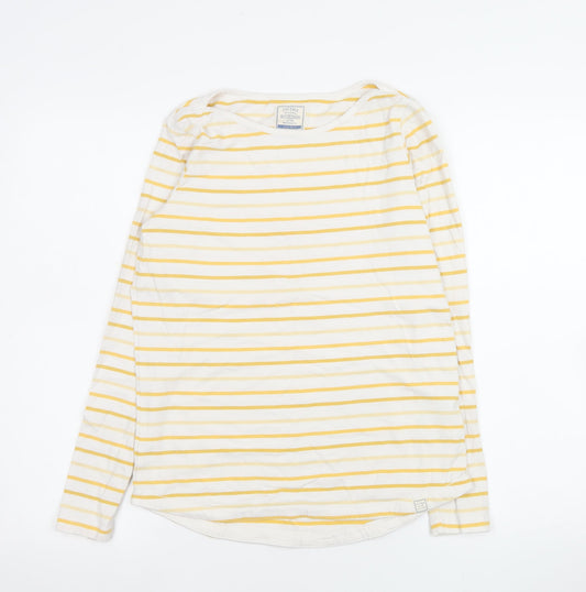 Fat Face Women’s Yellow White Striped Long Sleeve Cotton Top Size 8