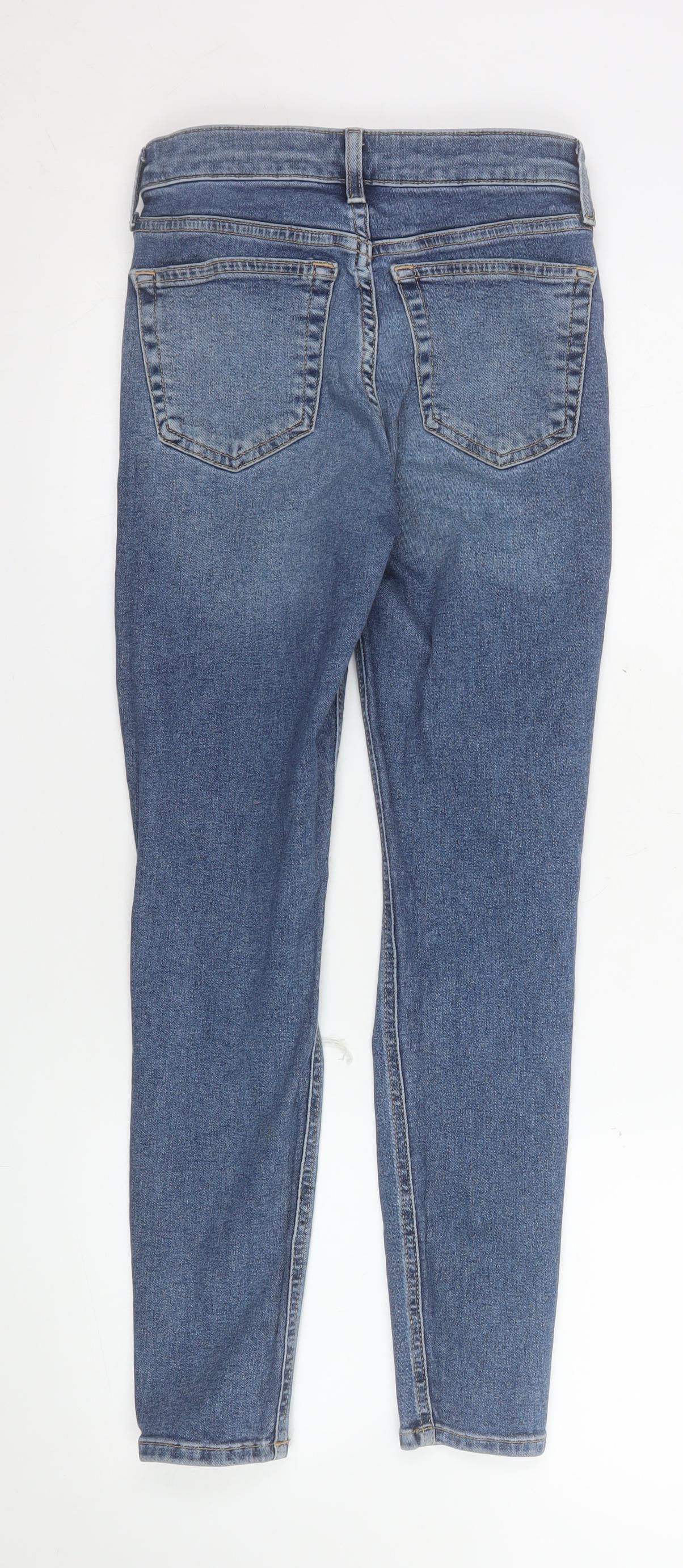 Topshop Moto Jamie Blue High Rise Skinny Ripped Jeans Girls Size XS W26 L30