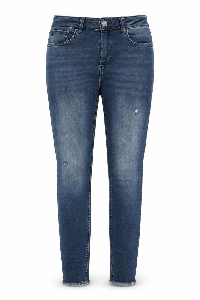 Front view of Only Women's Blue Skinny Jeans L 32 Distressed Denim