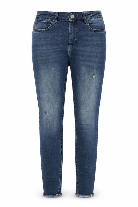ONLY Women's Blue Skinny Jeans L 32 Distressed Denim