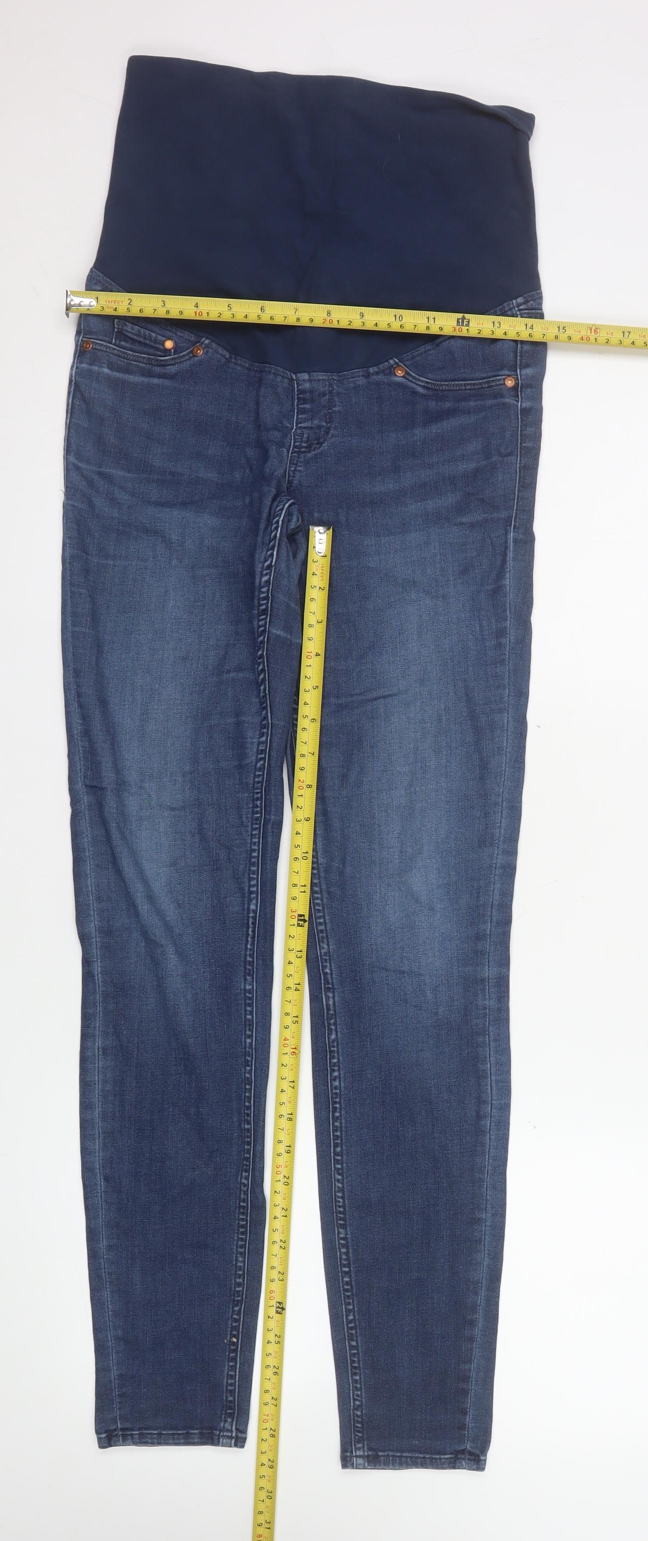 H&M Women's Blue Maternity Super Skinny Jeans UK 8 High Rise