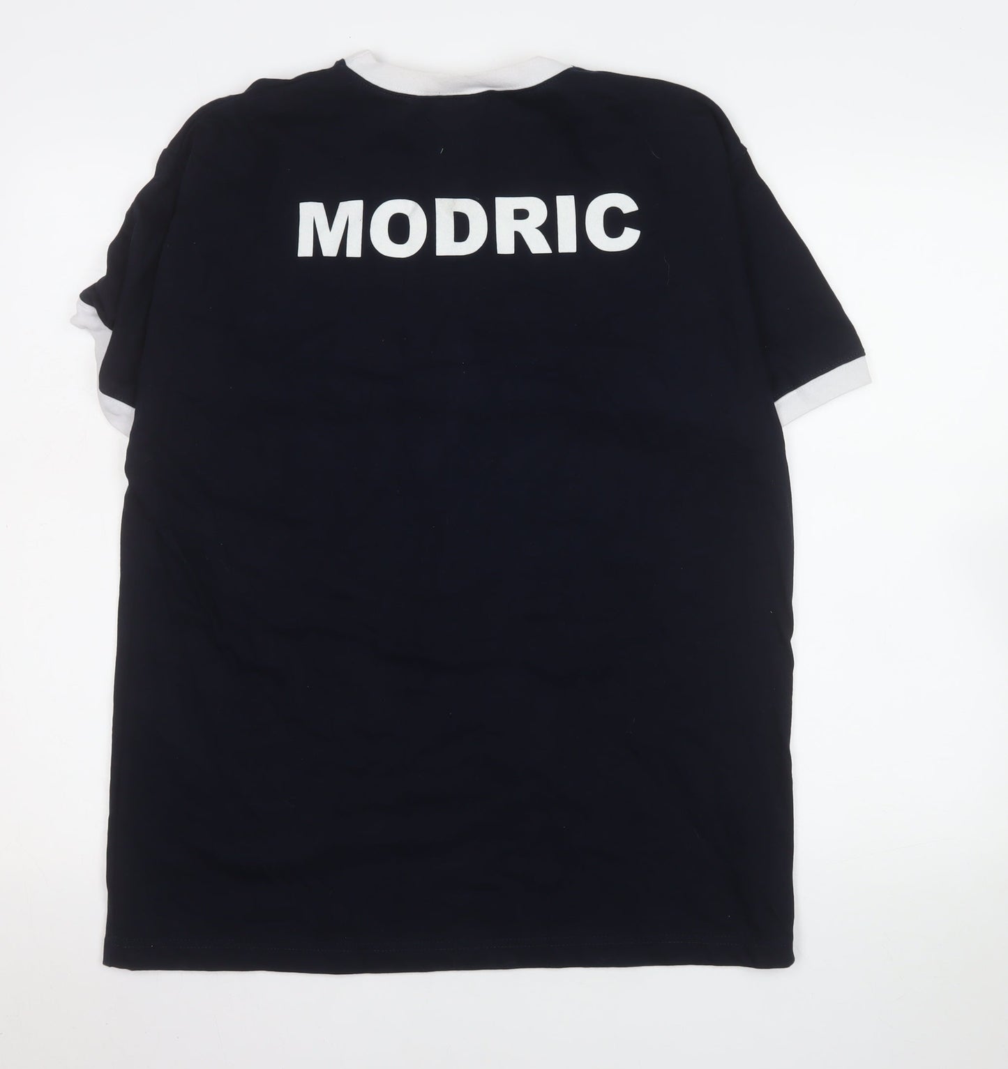 TOFFS Men's Blue Cotton Football T-Shirt Size M Modric Retro Style