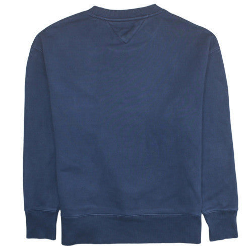 Tommy Jeans Mens Blue Large Crew Neck Sweatshirt Cotton Logo Classic