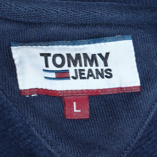 Tommy Jeans Mens Blue Large Crew Neck Sweatshirt Cotton Logo Classic