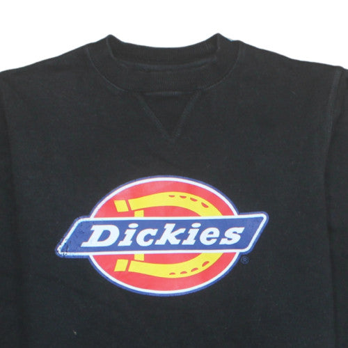 Dickies Men's Black Small Crew Neck Graphic Logo Sweatshirt