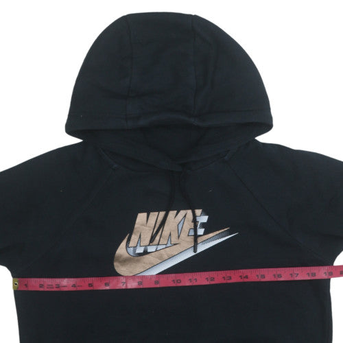 Nike Womens Black XS Pullover Hoodie Gold Logo Sweatshirt