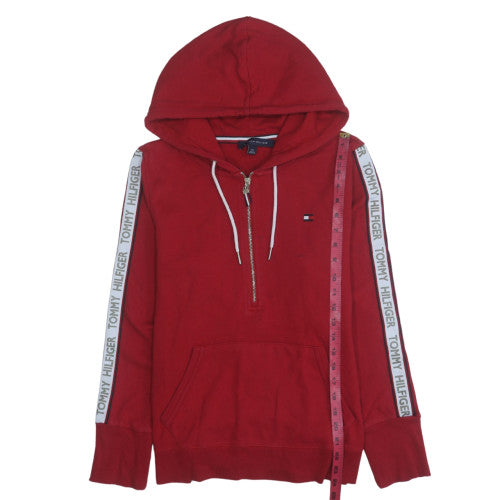 Tommy Hilfiger Men's Red Logo 1/2 Zip Hoodie Size L