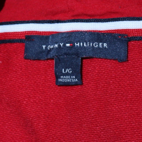 Tommy Hilfiger Men's Red Logo 1/2 Zip Hoodie Size L