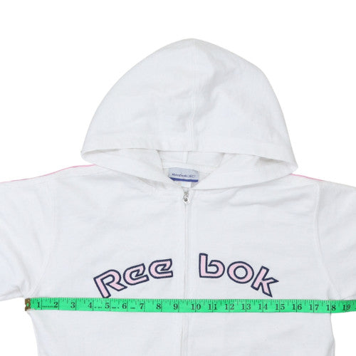 Reebok Womens White Full Zip Hoodie Size M Classic Logo Sportswear