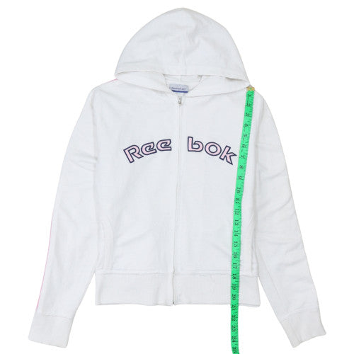 Reebok Womens White Full Zip Hoodie Size M Classic Logo Sportswear