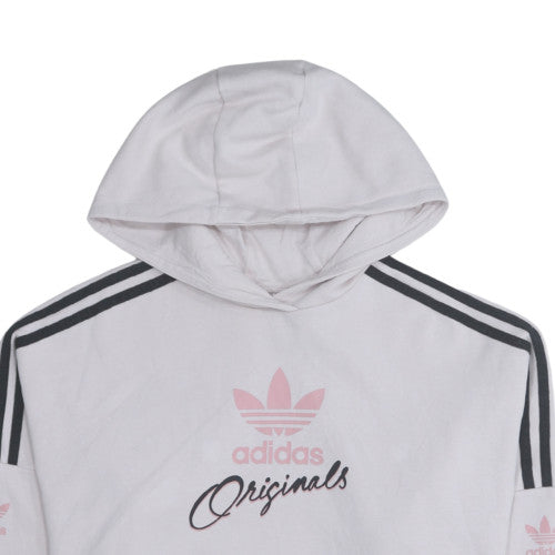 Adidas Originals Womens White Pullover Hoodie 13-14Y Teens Logo Print