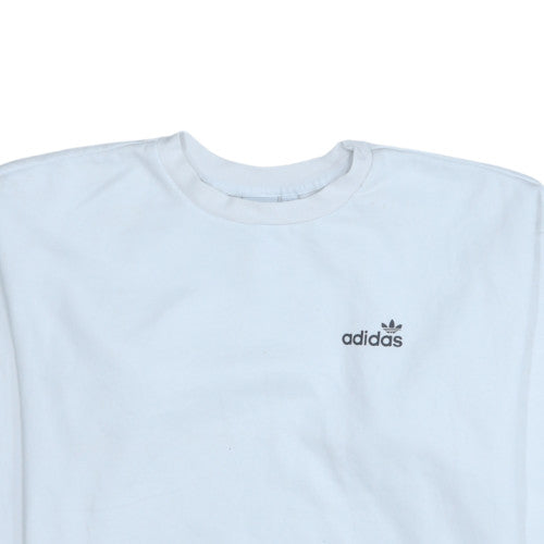 Adidas Womens White Crew Neck Pullover Sweatshirt UK 12 Cotton