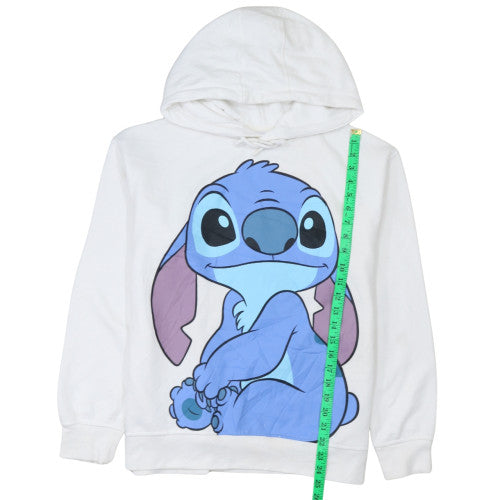 Disney White Women's Hoodie Stitch Print Size 12/14 Pullover