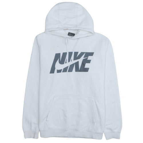 Nike Mens White Pullover Hoodie L Regular Fit Fleece Sweatshirt