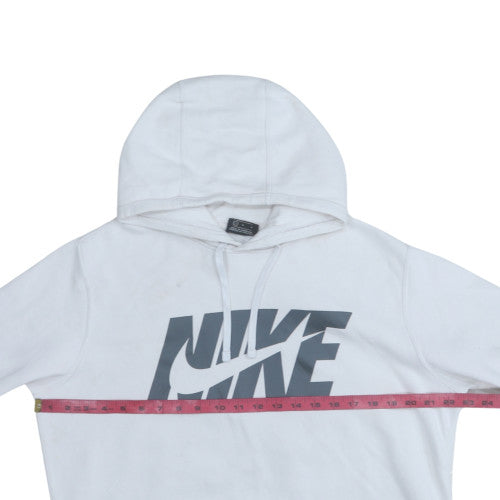 Nike Mens White Pullover Hoodie L Regular Fit Fleece Sweatshirt