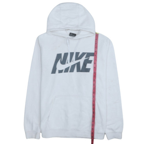 Nike Mens White Pullover Hoodie L Regular Fit Fleece Sweatshirt