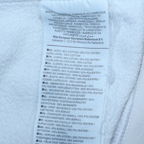 Nike Mens White Pullover Hoodie L Regular Fit Fleece Sweatshirt