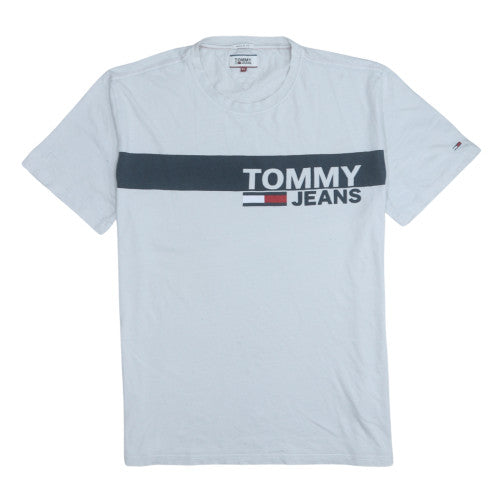 Tommy Jeans Men’s White XL Regular Fit Cotton Crew Neck T-Shirt