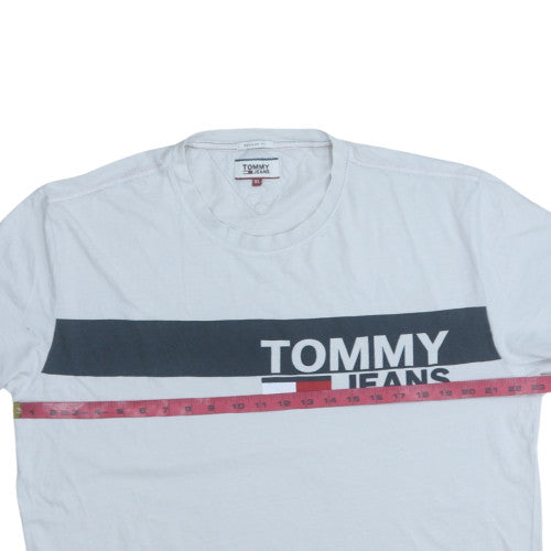 Tommy Jeans Men’s White XL Regular Fit Cotton Crew Neck T-Shirt