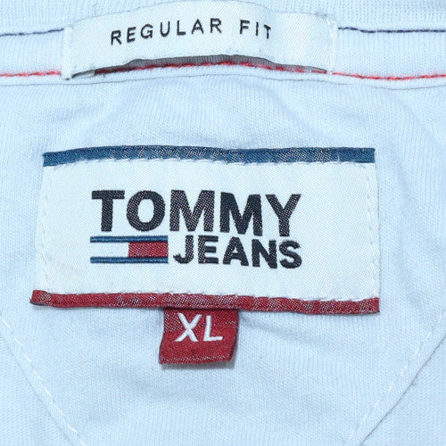 Tommy Jeans Men’s White XL Regular Fit Cotton Crew Neck T-Shirt