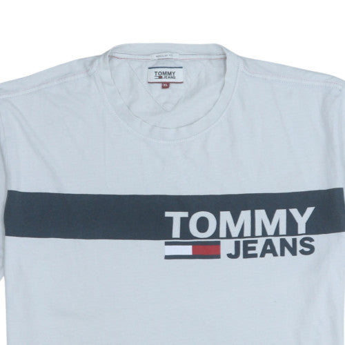 Tommy Jeans Men’s White XL Regular Fit Cotton Crew Neck T-Shirt