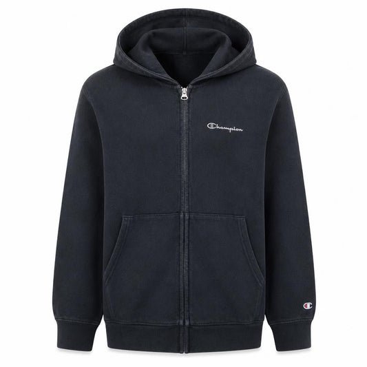 Champion Boys Black Full Zip Hoodie XL 13-14 Years Cotton Blend Logo