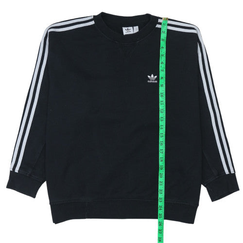 Adidas Women Black Crew Neck Pullover Sweatshirt UK 6 XS Logo Casual