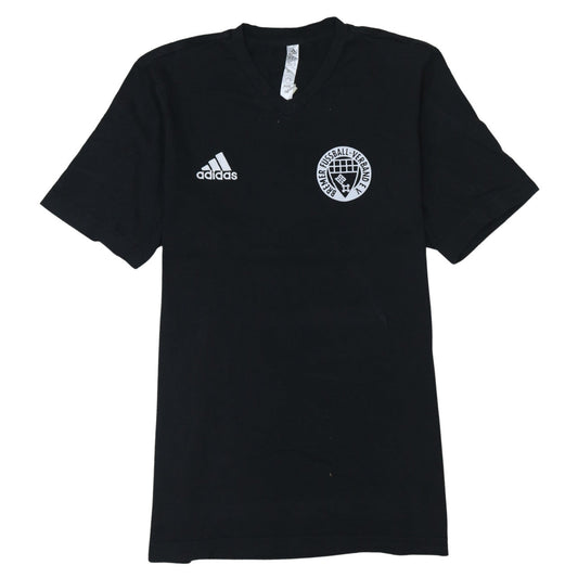 Adidas Men’s Black V-Neck Sports T-Shirt Size M Football Logo