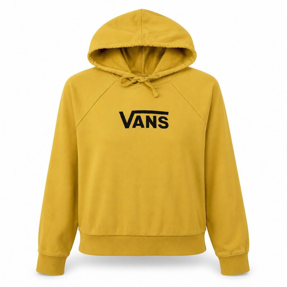 Vans Womens Yellow Pullover Hoodie Size M Cotton Logo Casual