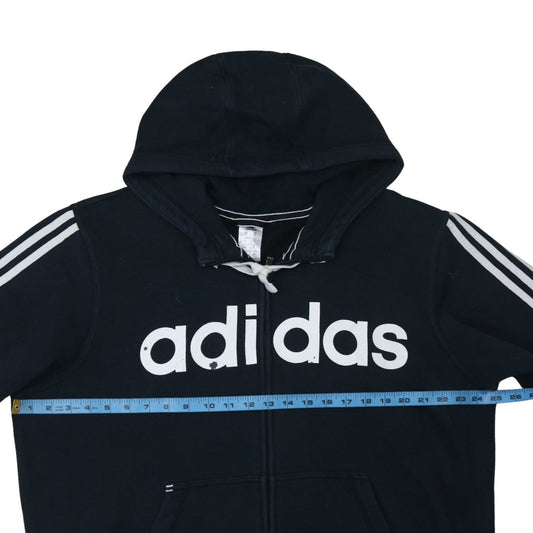 Adidas Men's Black XL Full Zip Hoodie with Logo Print