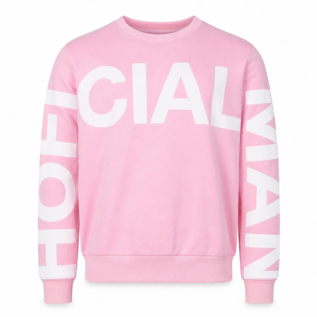boohooMAN Mens Pink Logo Pullover Sweatshirt Size M Regular Fit