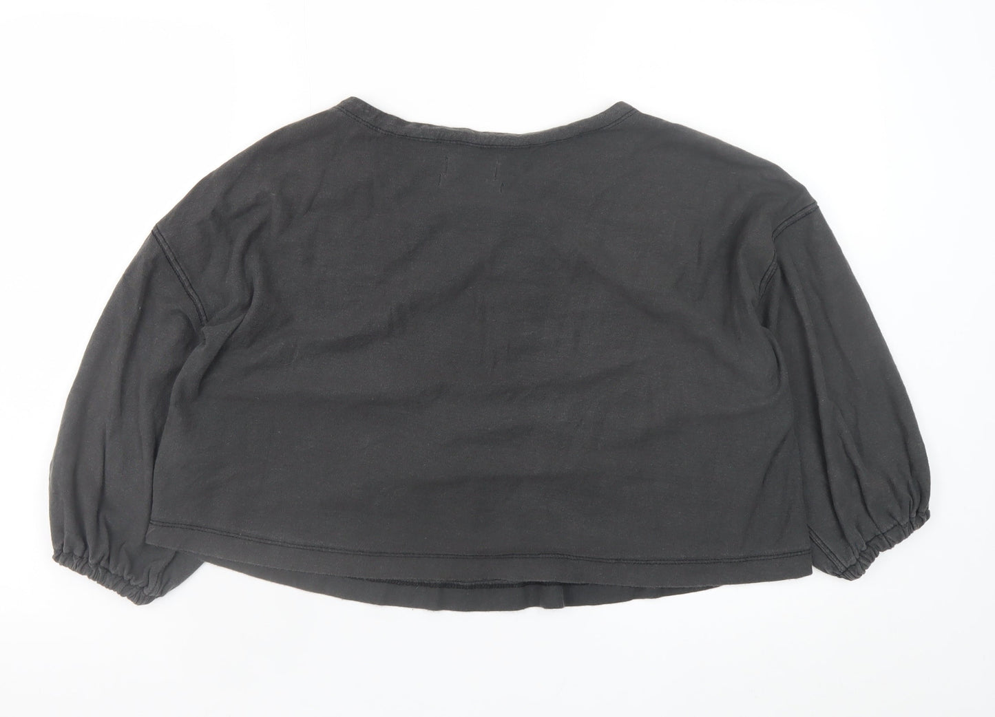 Urban Outfitters Womens Black Cotton Cropped Boho Lace Up Blouse M