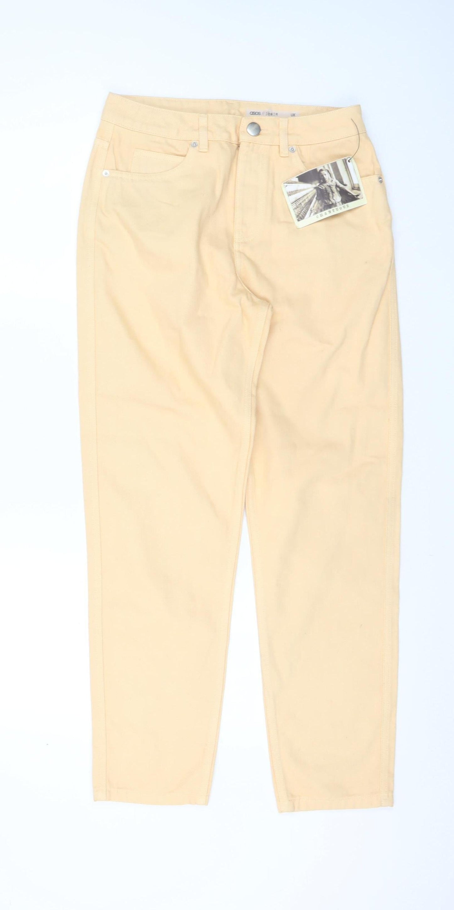 ASOS Women Beige Mom Jeans Size 10 Regular High Waist Denim