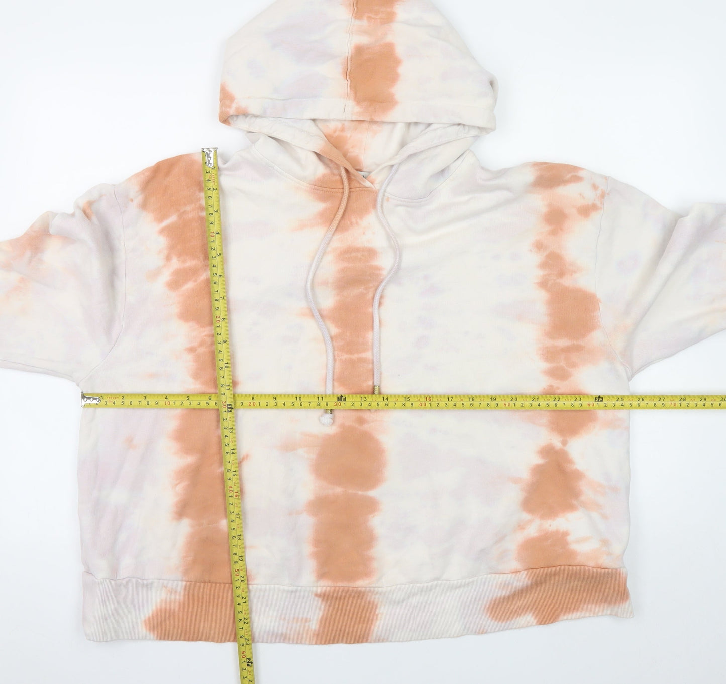 River Island Womens Beige Tie Dye Hoodie UK 18/20 Cotton Relaxed Fit