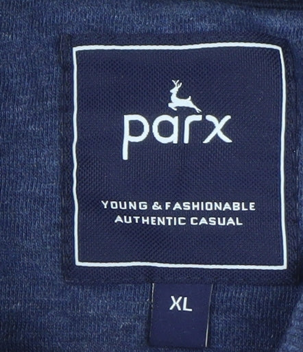 Parx Men's Blue Red Stripe Full Zip Sweatshirt XL