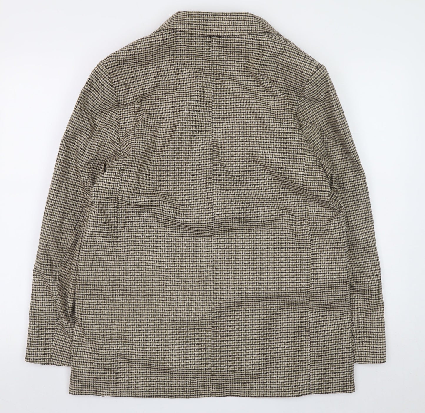 H&M Women Beige Checked Blazer S Classic Work Office Jacket