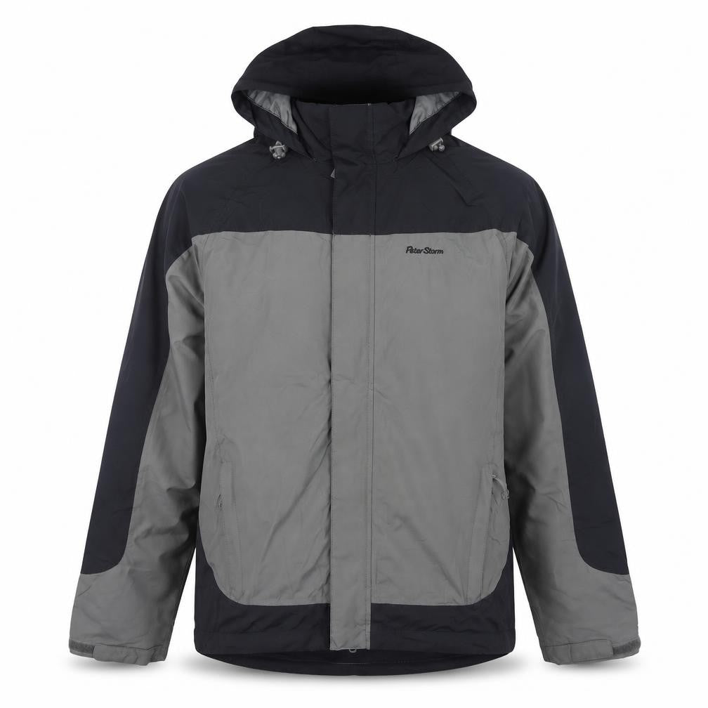 Peter Storm Men's Grey Waterproof Hooded Rain Jacket M
