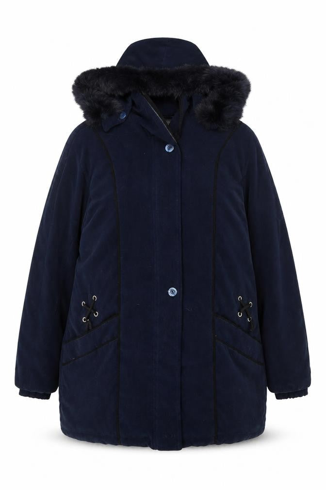 Dannimac Women's Blue L Hooded Faux Fur Trim Parka Coat Size L