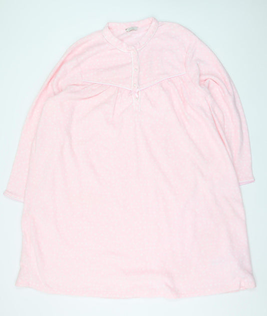 Marks and Spencer Women Pink Fleece Long Sleeve Nightshirt Size 24-26