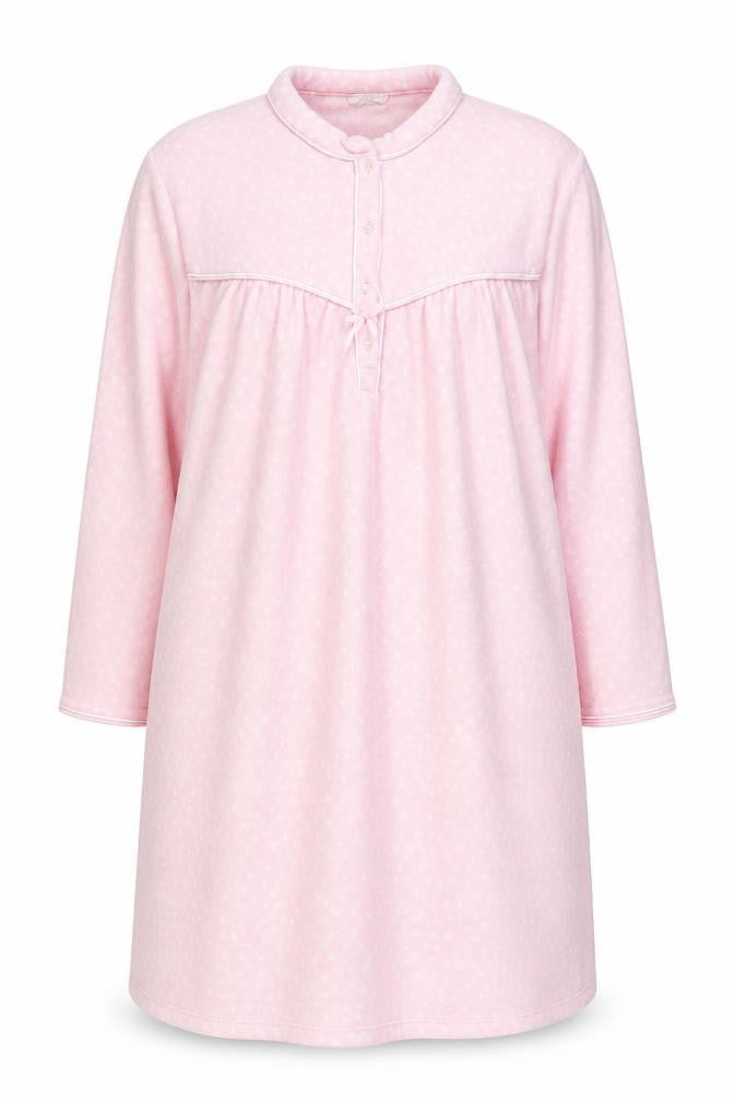 Marks and Spencer Women Pink Fleece Long Sleeve Nightshirt Size 24-26
