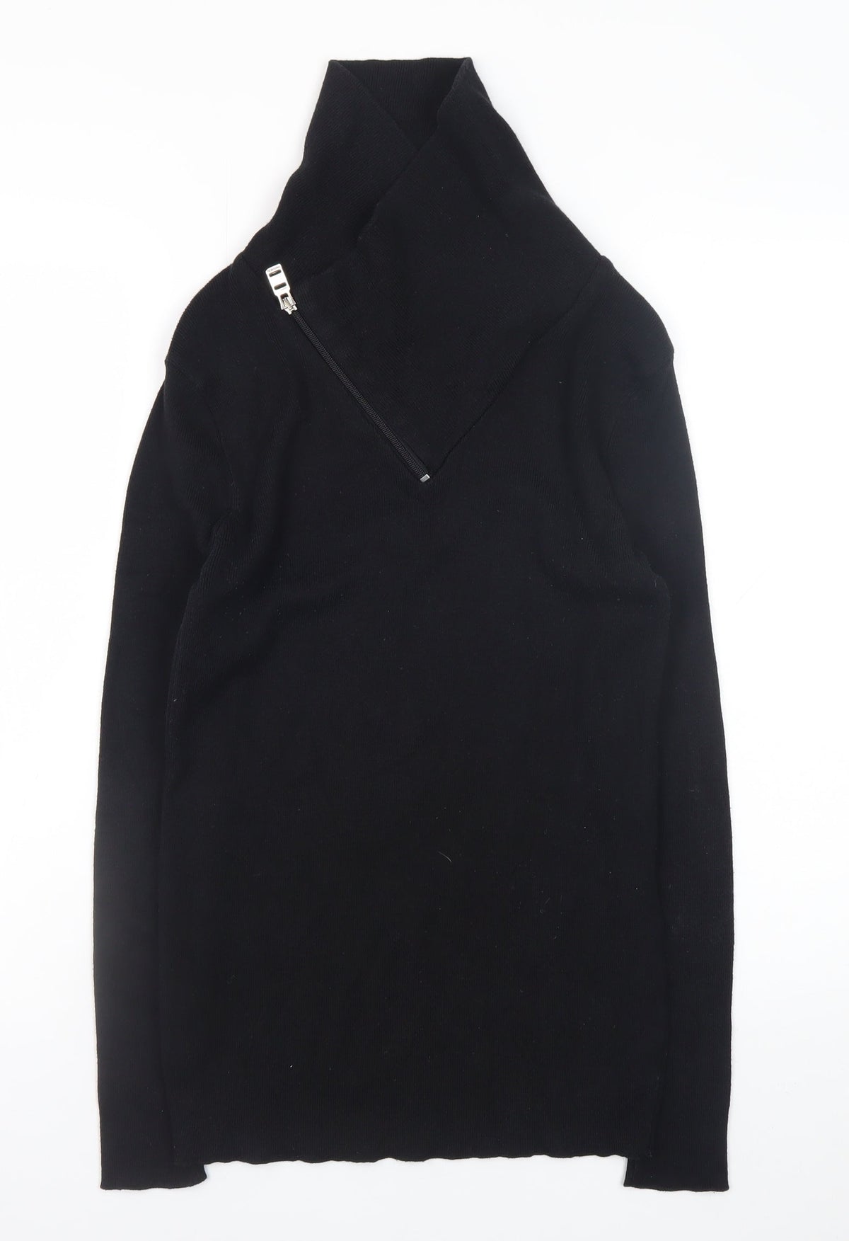 Back view of Stone UK Men’s Black High Neck Zip jumper XL