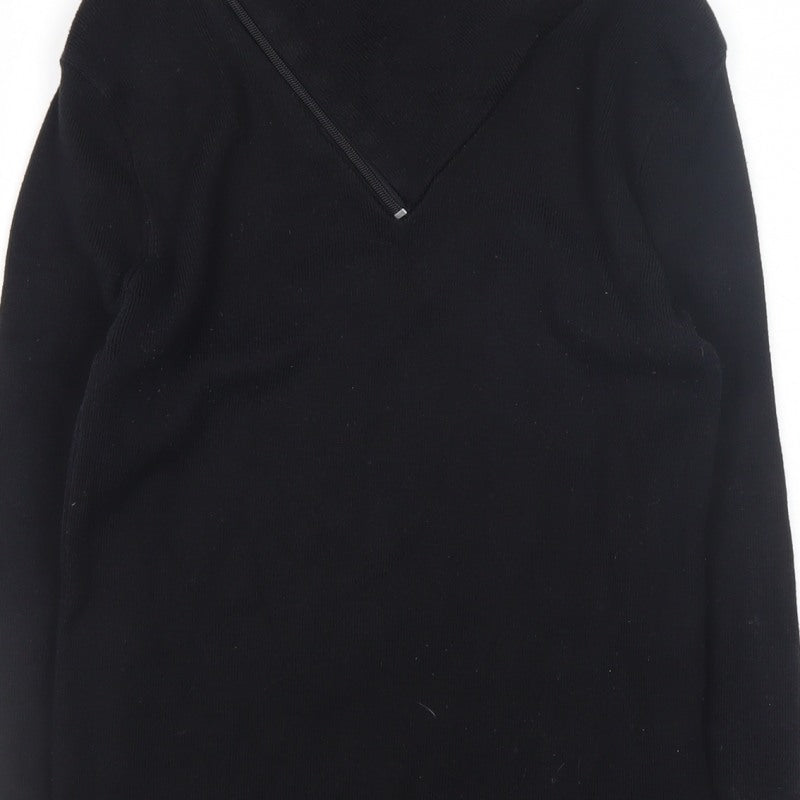 Additional view of Stone UK Men’s Black High Neck Zip jumper XL