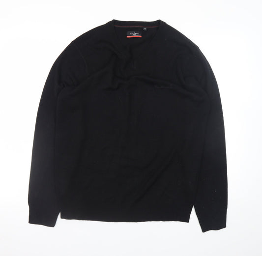 Pierre Cardin Men's Black V-Neck Acrylic Jumper M