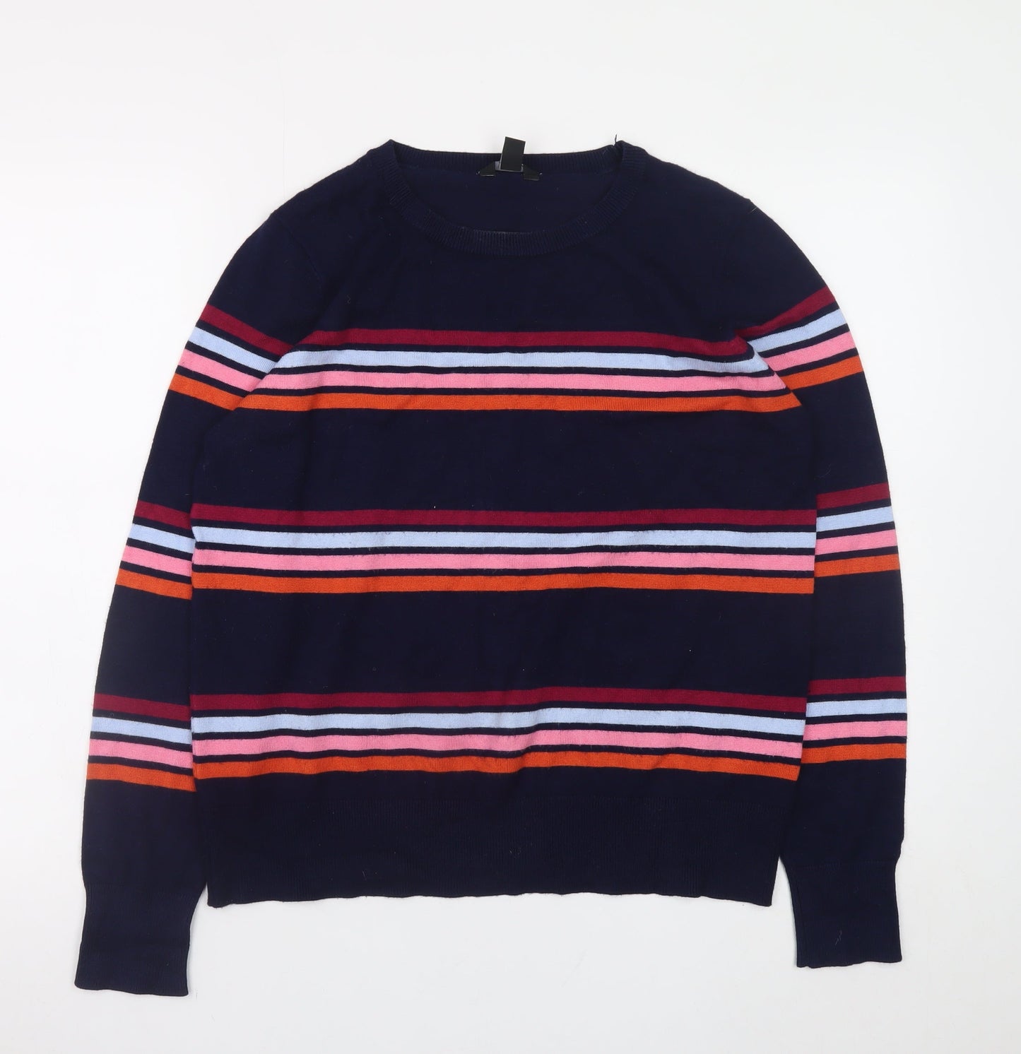 M&Co Women’s Navy Striped Crew Neck Jumper Size 14