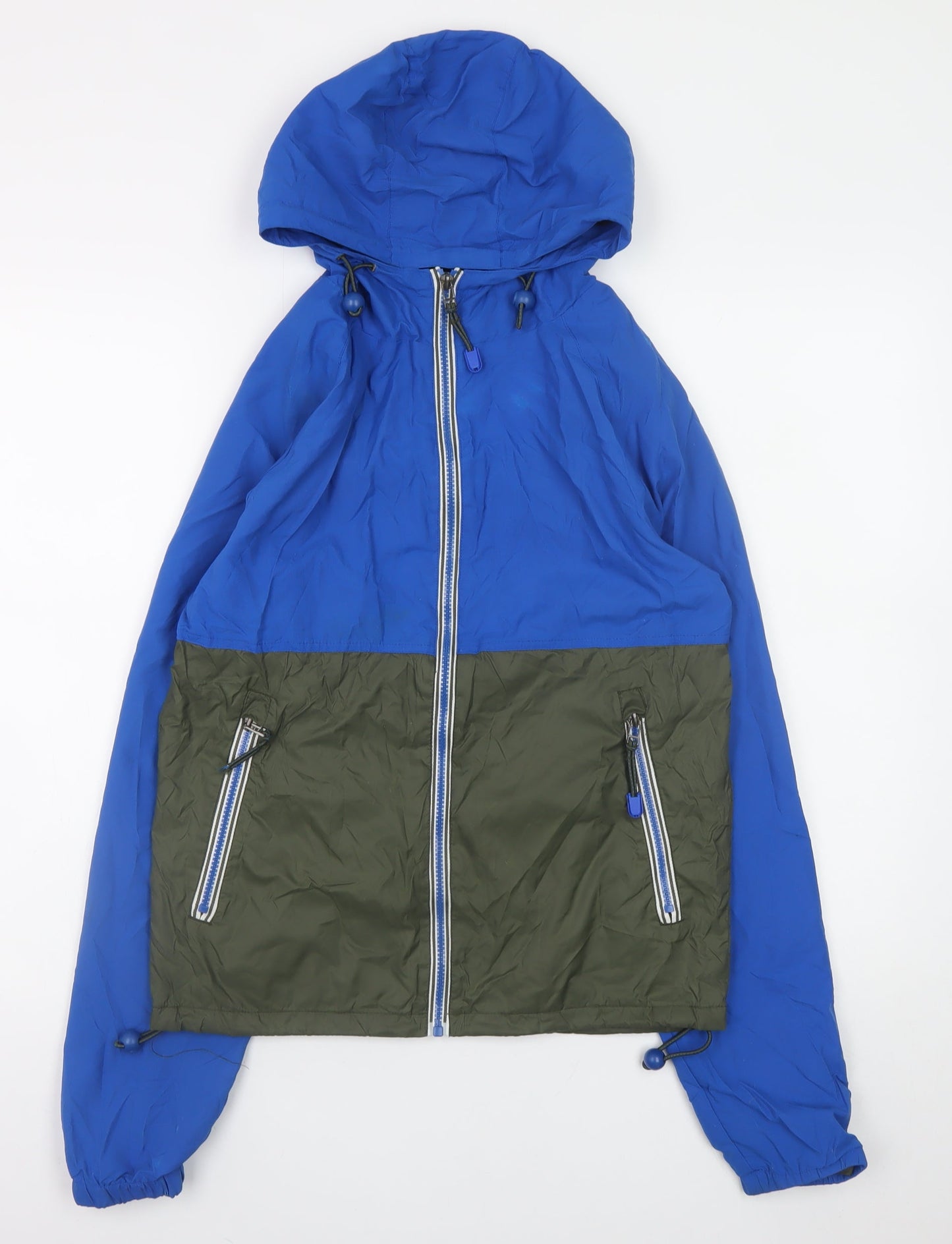 Next Men's Blue Windbreaker Jacket S Hooded Lightweight Nylon