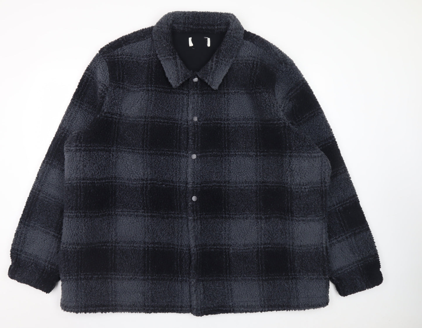 Marks and Spencer Men's Black 3XL Checked Fleece Jacket